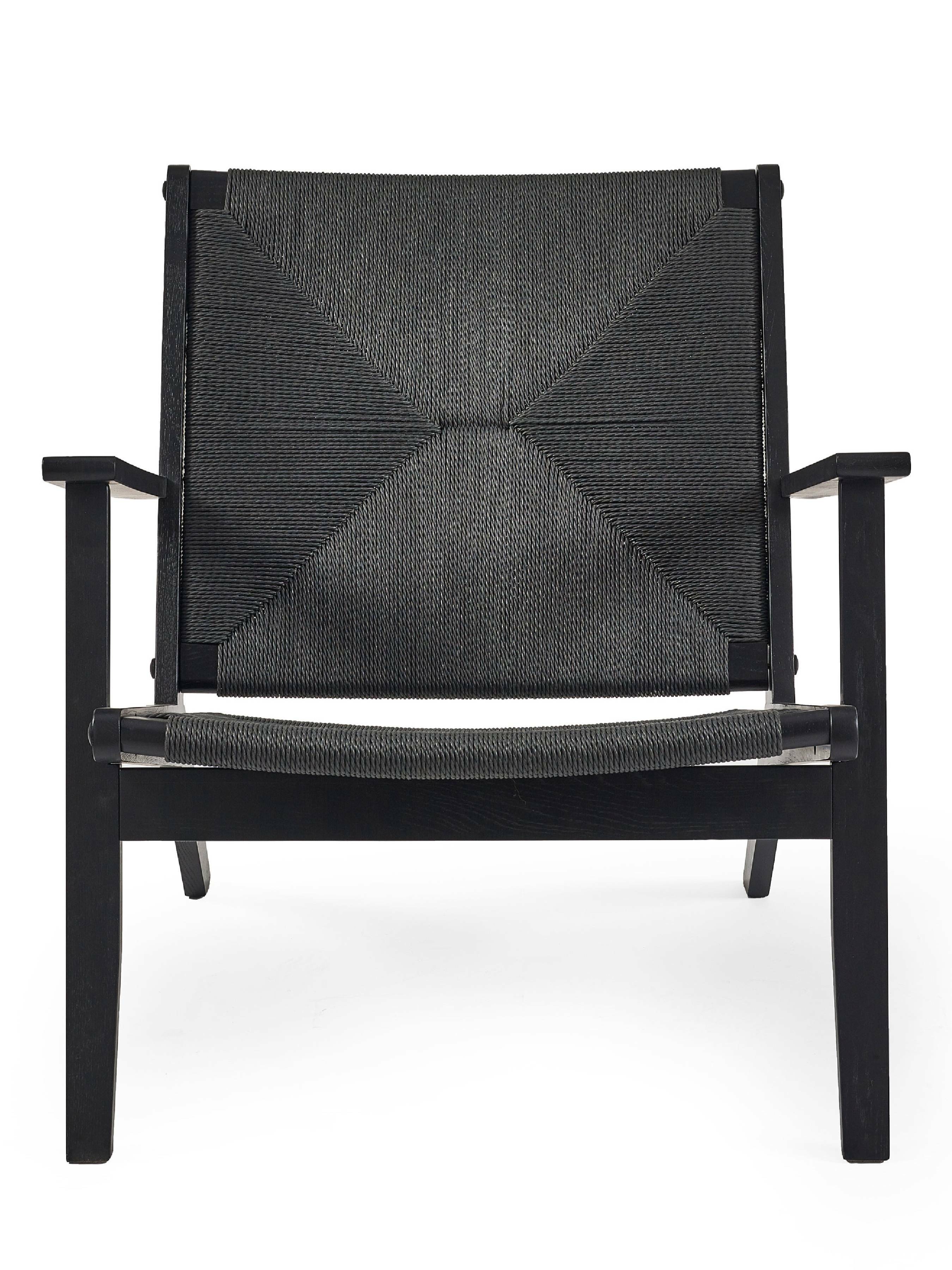 Barley Black Oak Wood & Rope Accent Chair